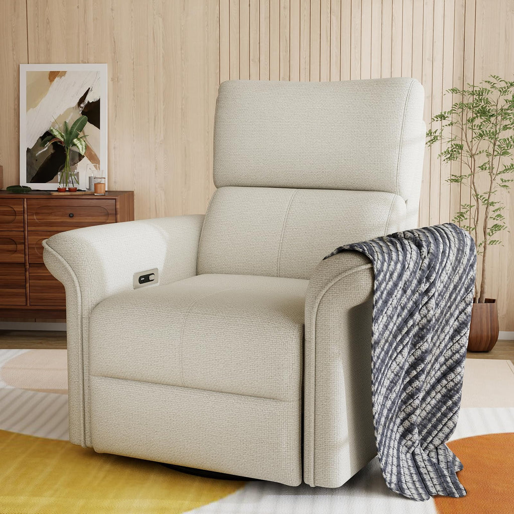 Fabric Light Gray Swivel Rocker Recliner Chair M319