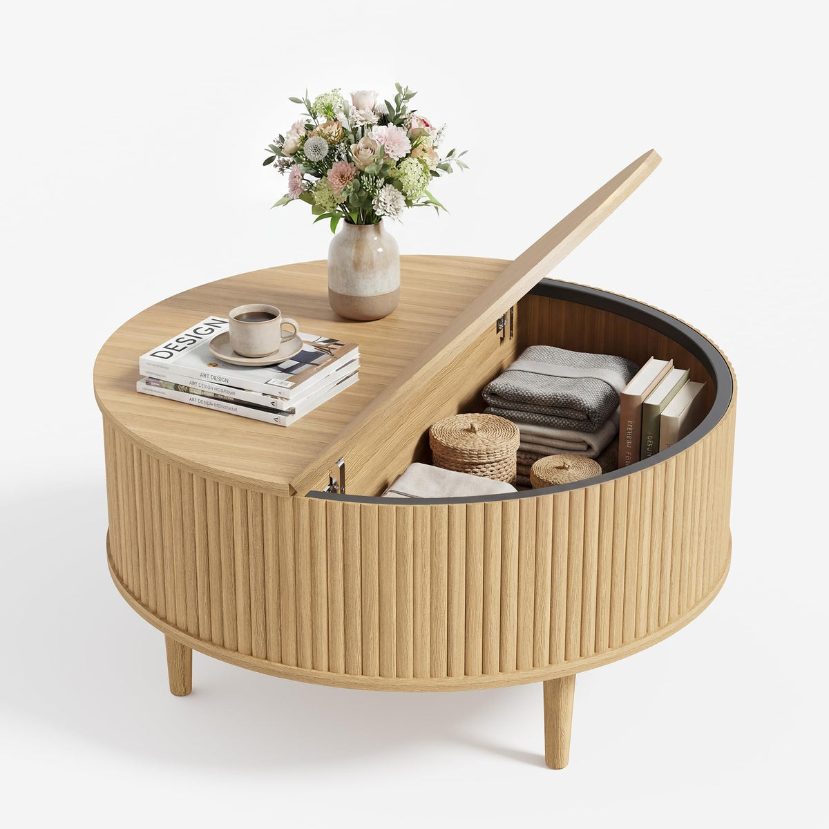 31.5" Round Lifting Top Coffee Table with Storage G685