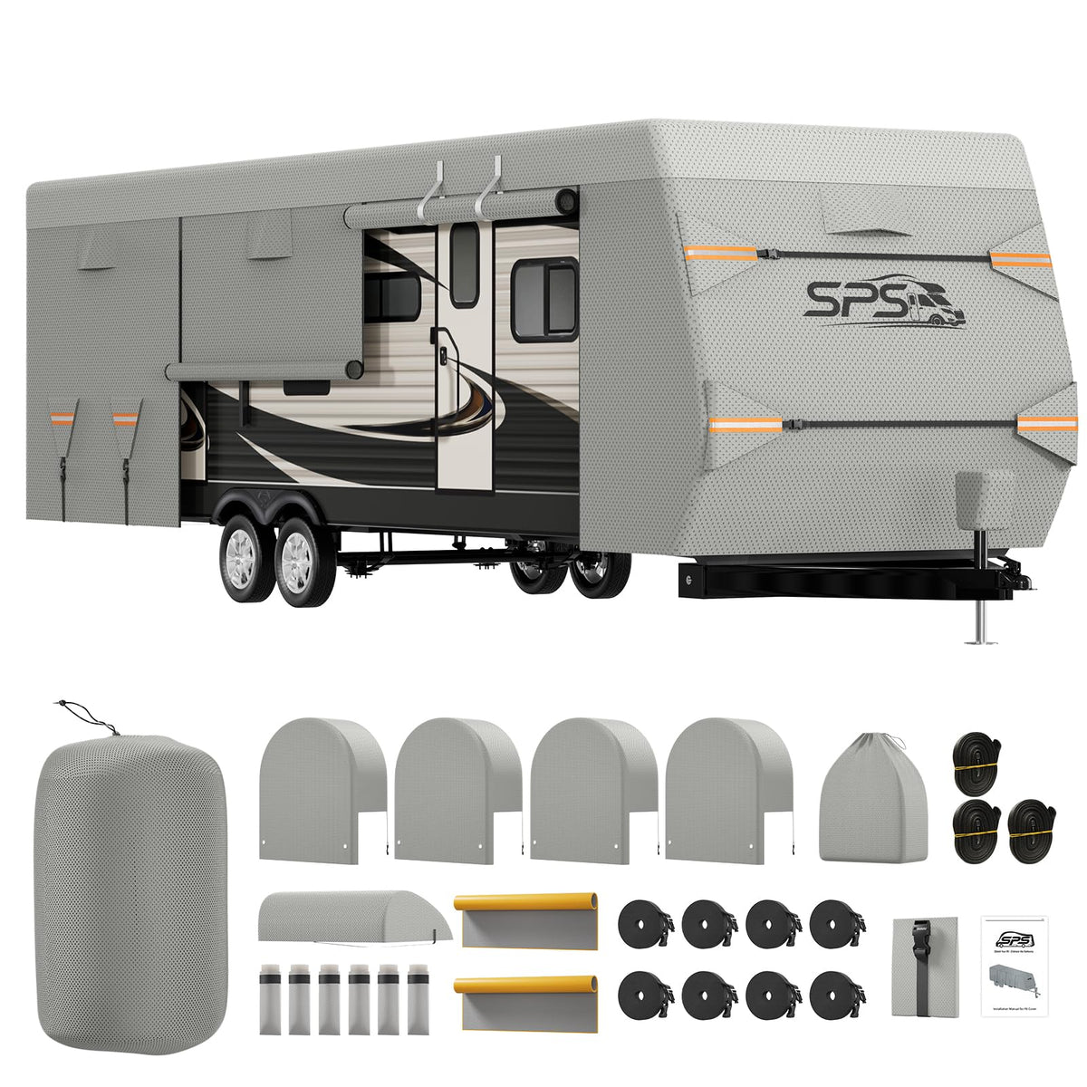 Waterproof Ripstop Travel Trailer RV Cover 24-27ft F65201