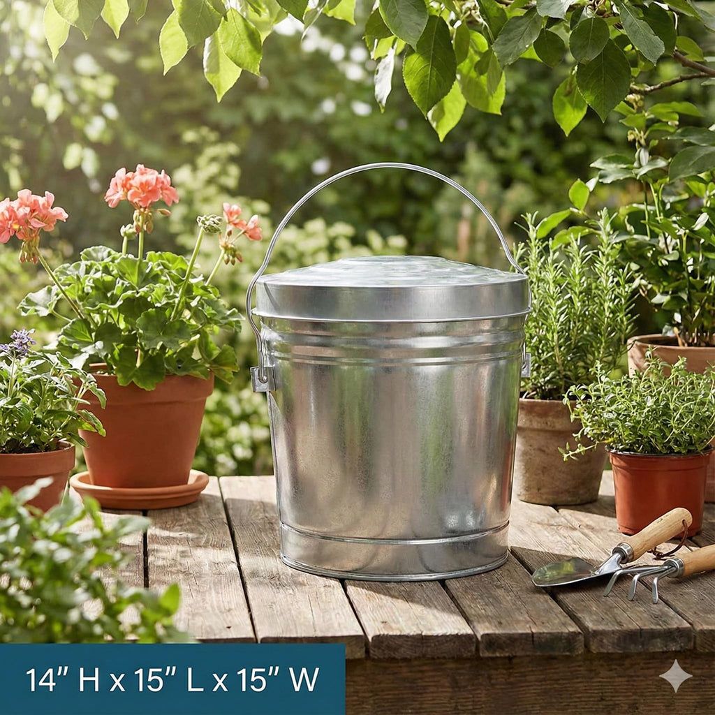 6-Gallon Galvanized Steel Trash Can with Locking Lid P174
