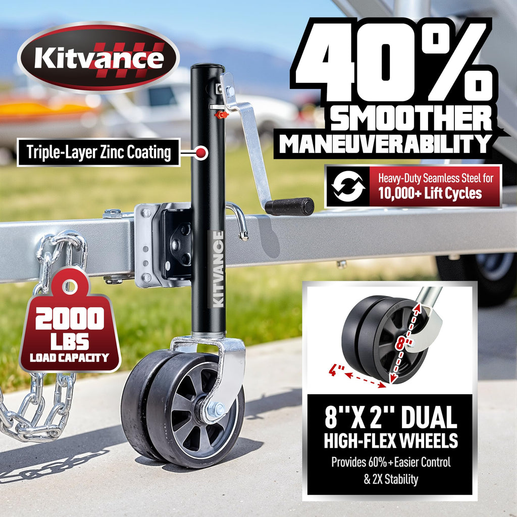 2000 lbs Boat Trailer Jack with 8" Dual Wheels J514046