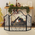 3-Panel Folding Fireplace Screen with Metal Mesh L72980