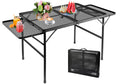 Black 4.4 FT Folding Camping Table with 2 Wing Panels J385