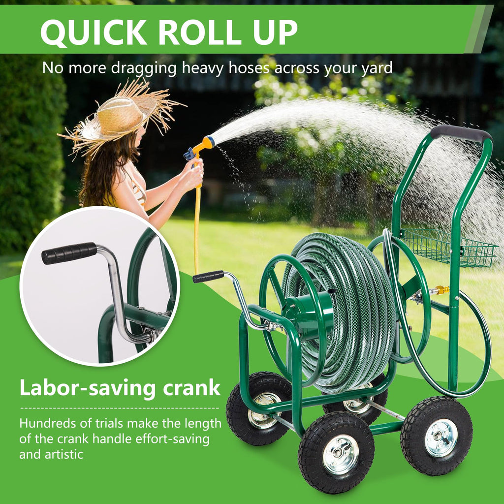 Garden Hose Reel Cart with 4 Wheels D6881