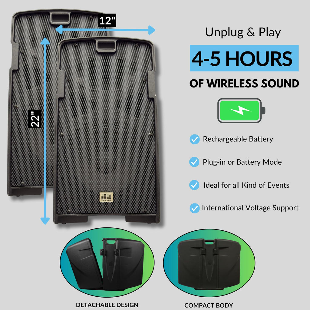 2000W PA Speaker System with Wireless Microphone D3220