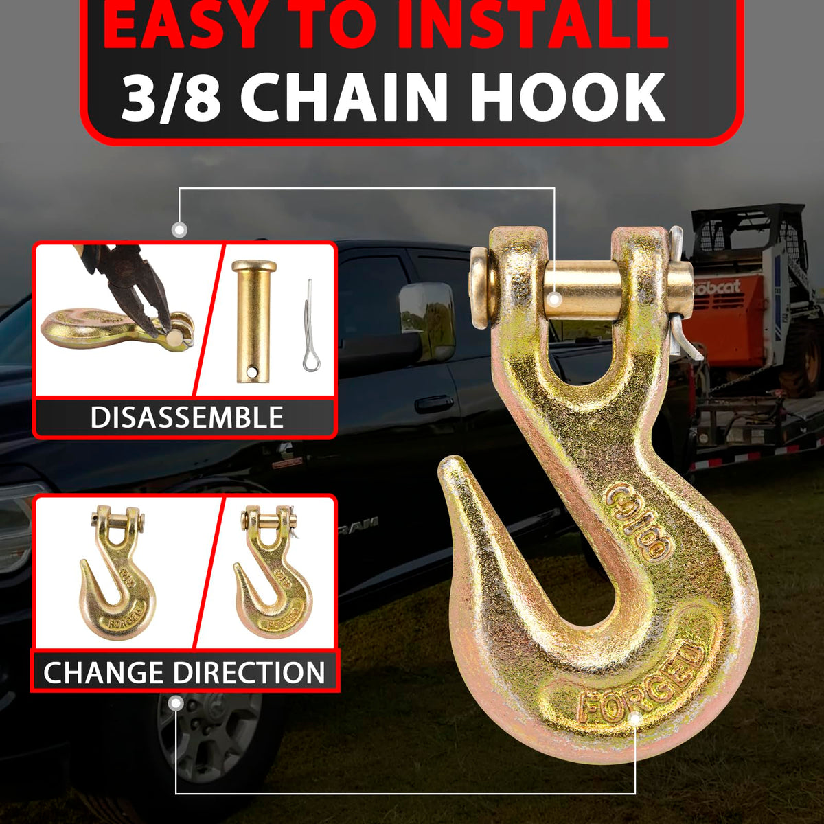3/8 Chain Hook 10 Pack Grade 70 Grab Hooks L577
