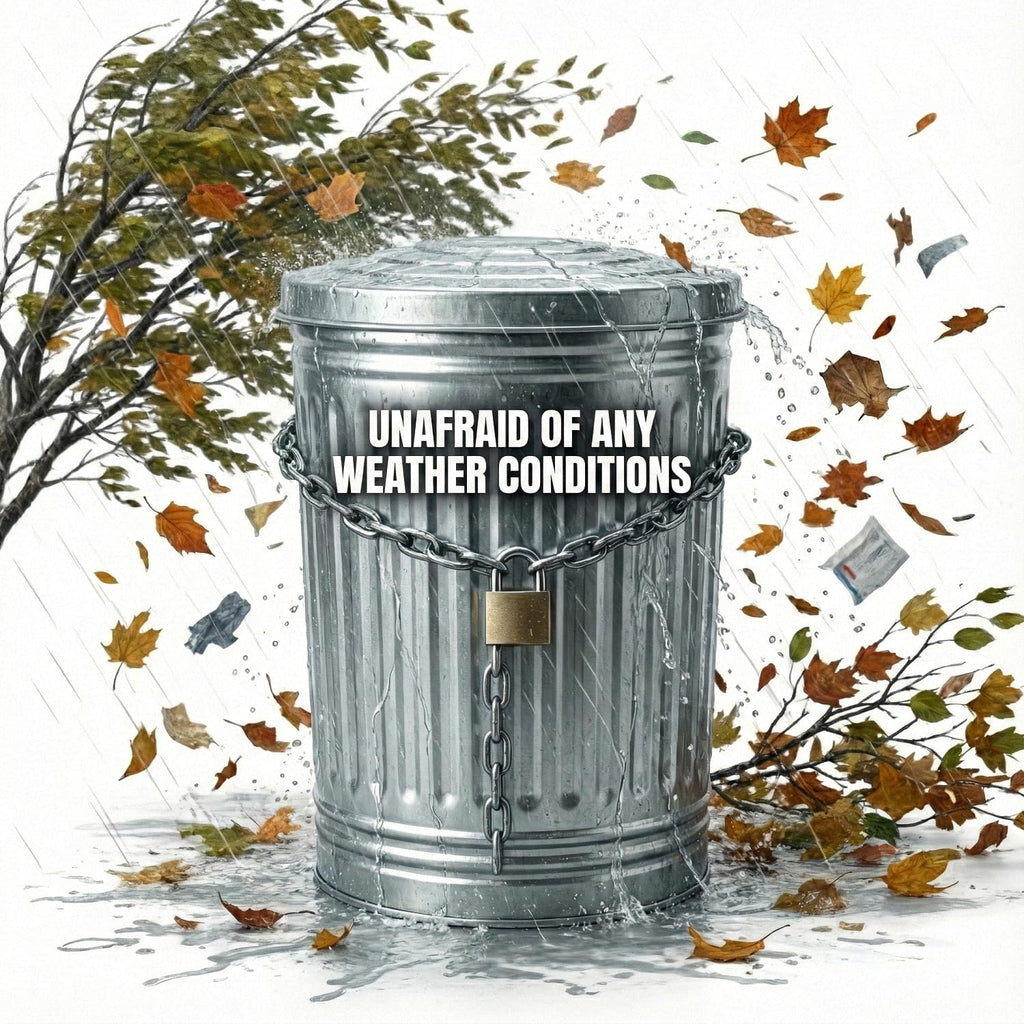 31 Gallon Galvanized Steel Metal Trash Can with Locking Lid D75386