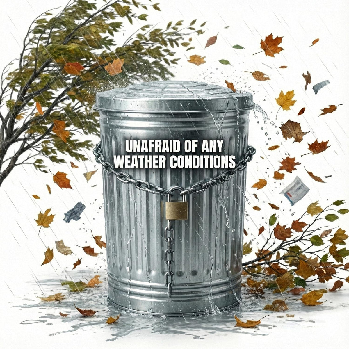 31 Gallon Galvanized Steel Metal Trash Can with Locking Lid D75386