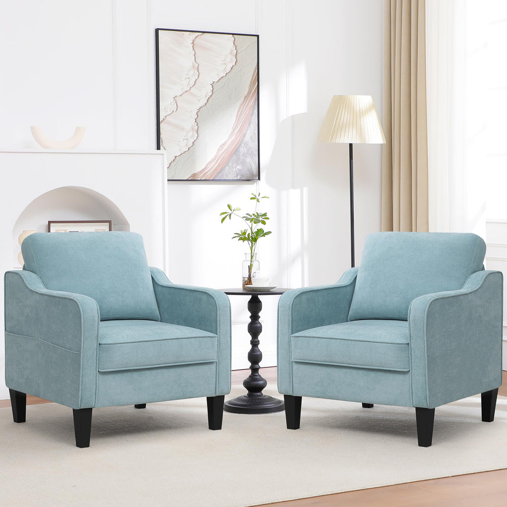 Teal Green Upholstered Accent Chairs Set of 2 J7073