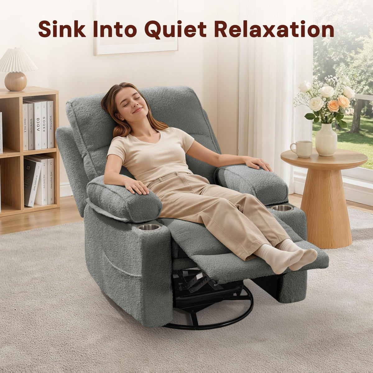 360° Swivel Rocker Recliner Chair with Cup Holders L413608