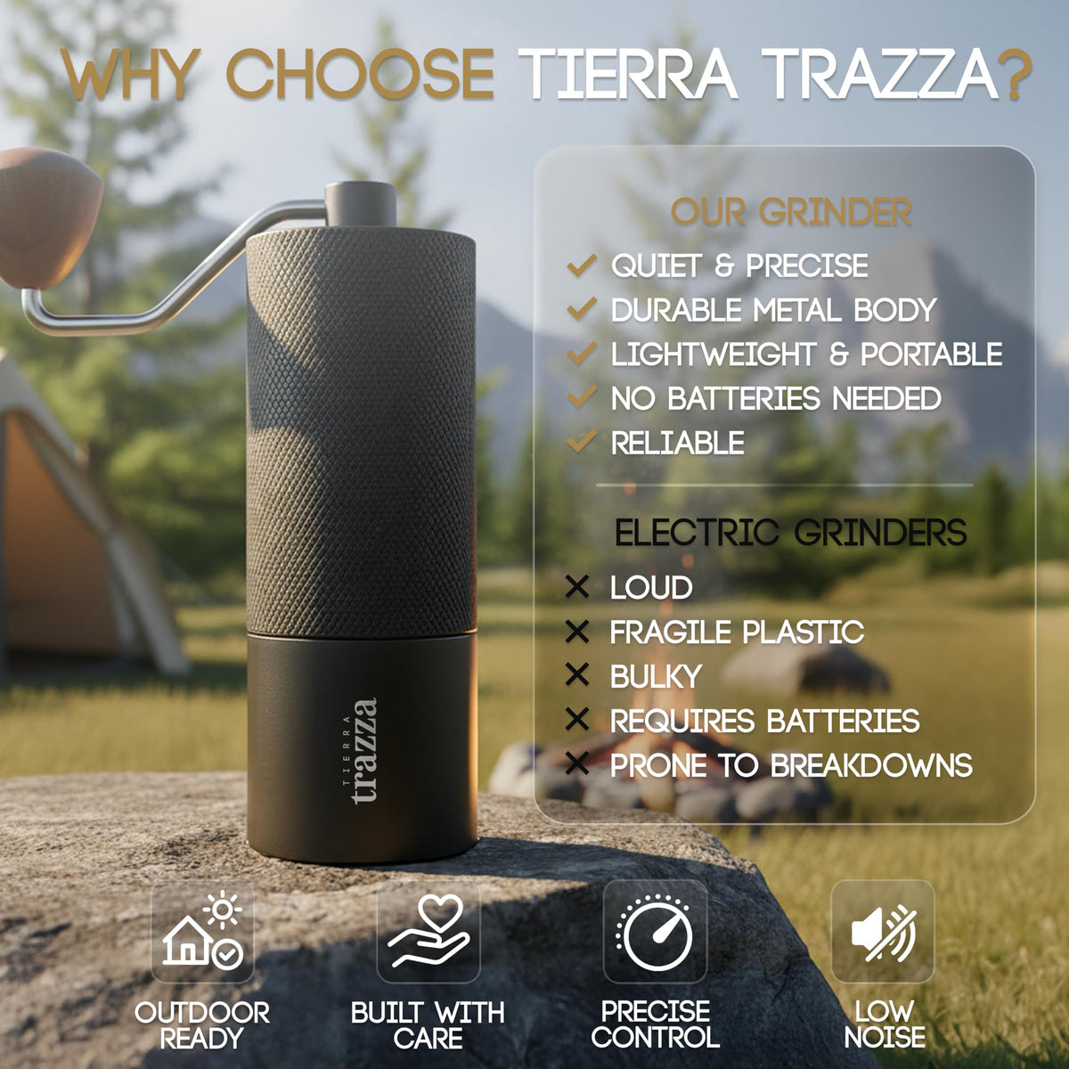 Conical Burr Manual Coffee Grinder with Stainless Steel Burrs X618