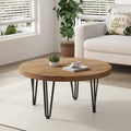 Rustic Wood Round Coffee Table with Metal Legs O152