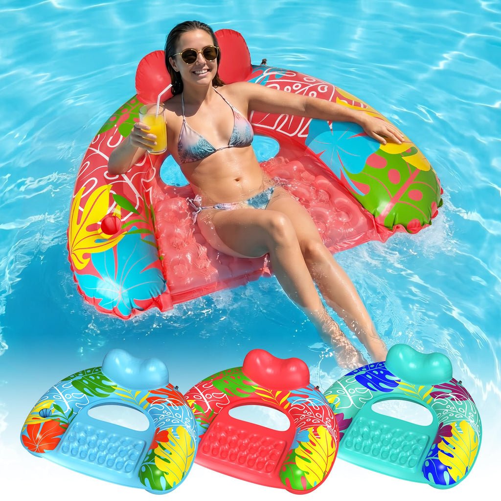 3 Pack Inflatable Pool Float Chairs with Cup Holder I815385