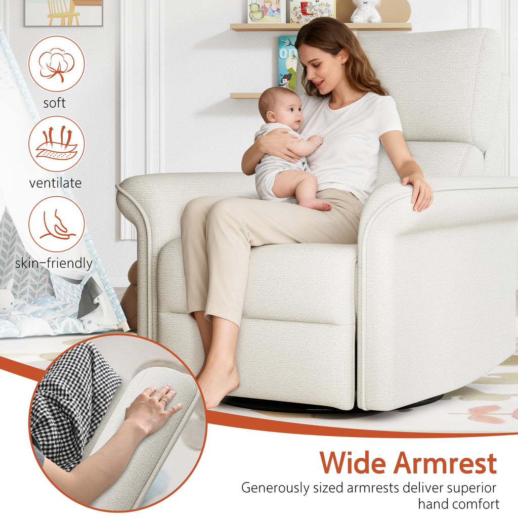 Fabric Light Gray Swivel Rocker Recliner Chair M319