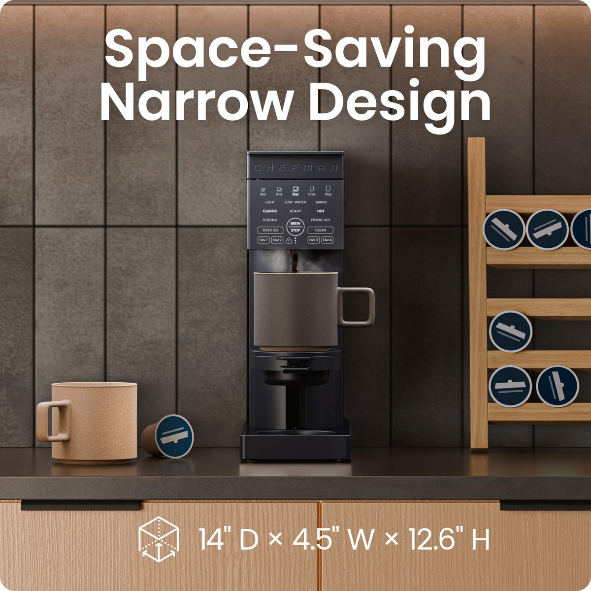 Single Serve Coffee Maker with Brew Strength Settings, 45 oz Removable Water Reservoir P25550