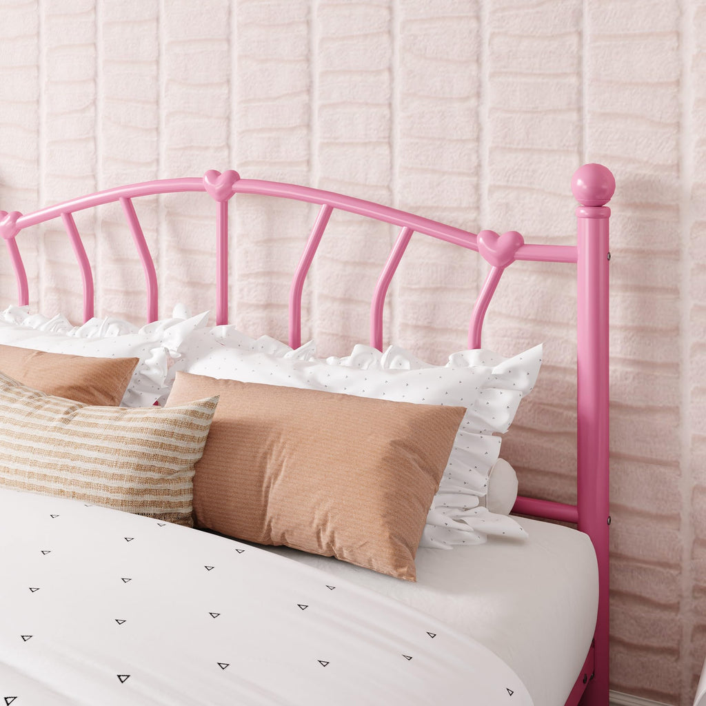 Full Size Pink Metal Platform Bed Frame S712881