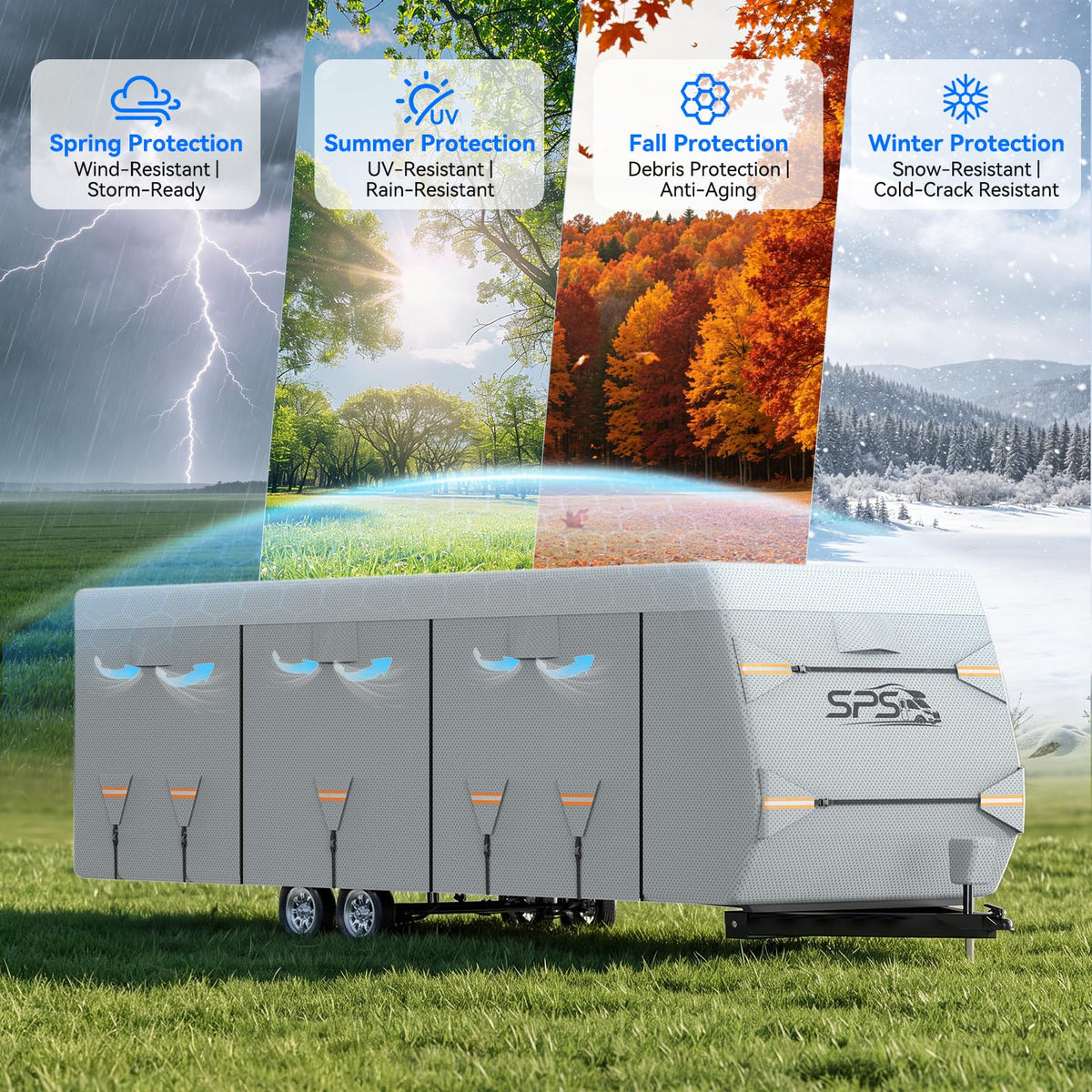 Waterproof Ripstop Travel Trailer RV Cover 24-27ft F65201