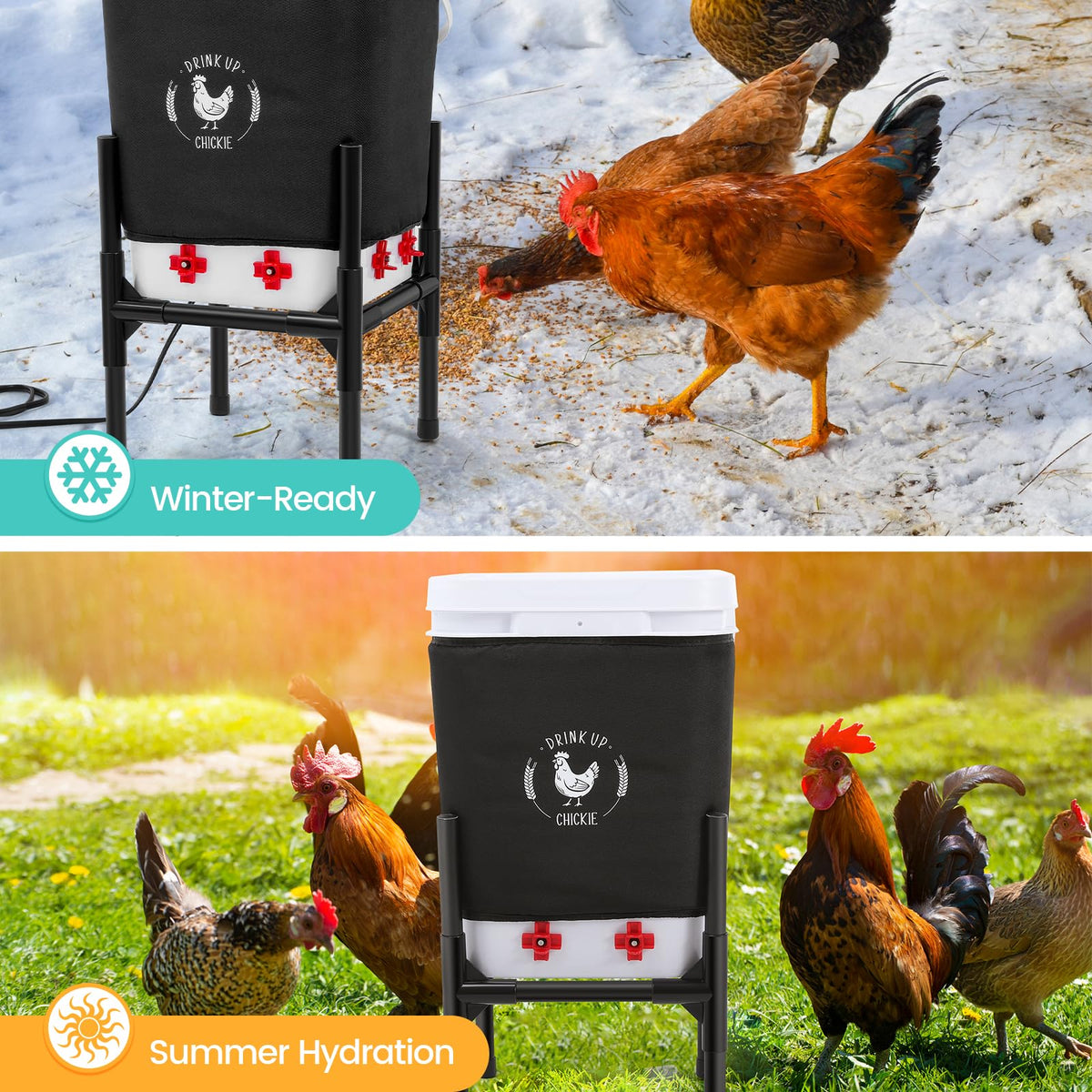 6.6 Gallon Heated Chicken Waterer with Stand S356