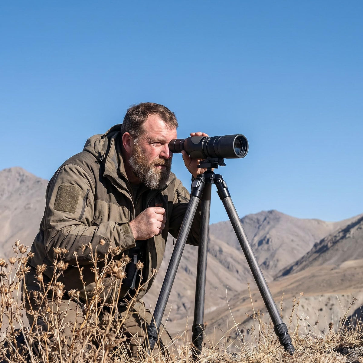 Carbon Fiber Hunting Tripod with Bubble Level and Ball Head C837836