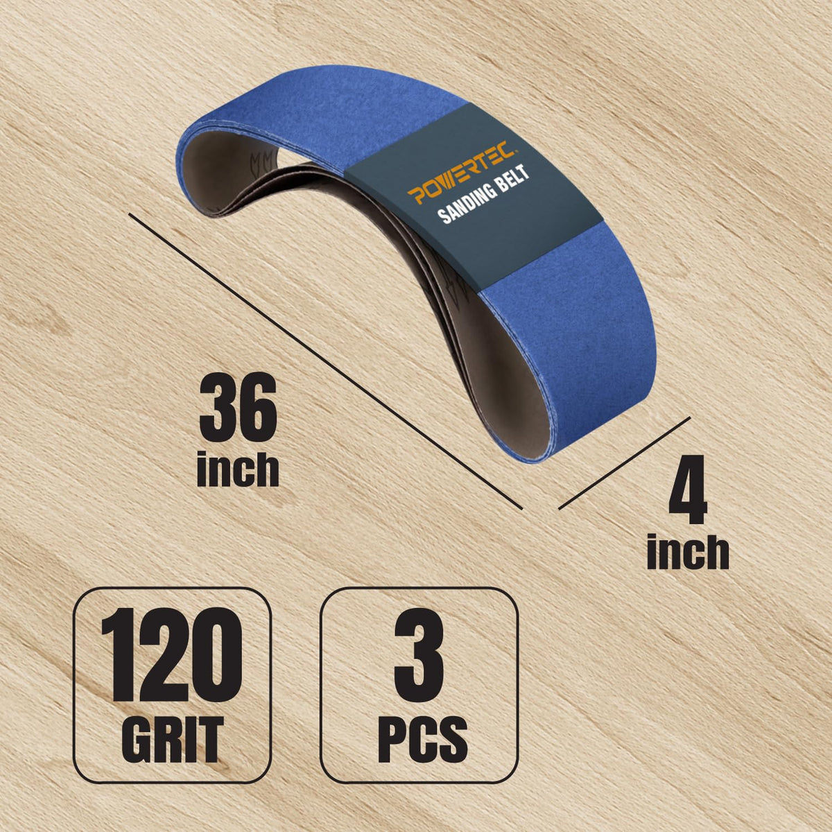 4 x 36 Inch 120 Grit Zirconia Sanding Belts I9282