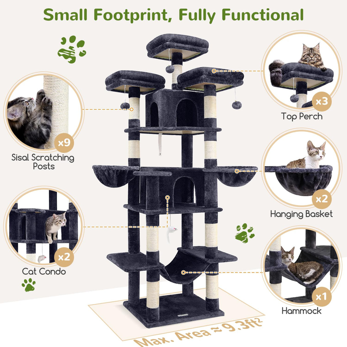 Dark Grey XXL Cat Tower W12892