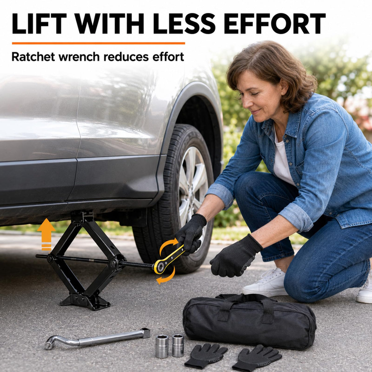 3 Ton Scissor Car Jack Kit with Ratchet Wrench P84189