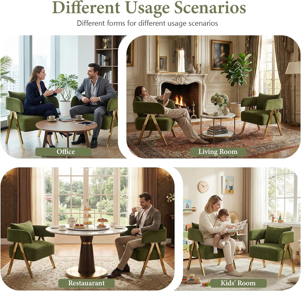 Green Velvet Accent Chairs Set of 2 X754351