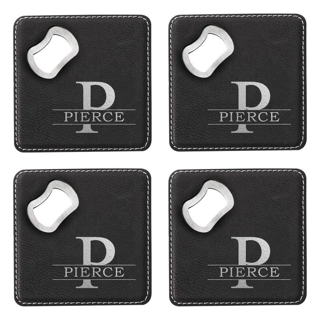 Black Set of 4 Bottle Opener Coaster Z31522