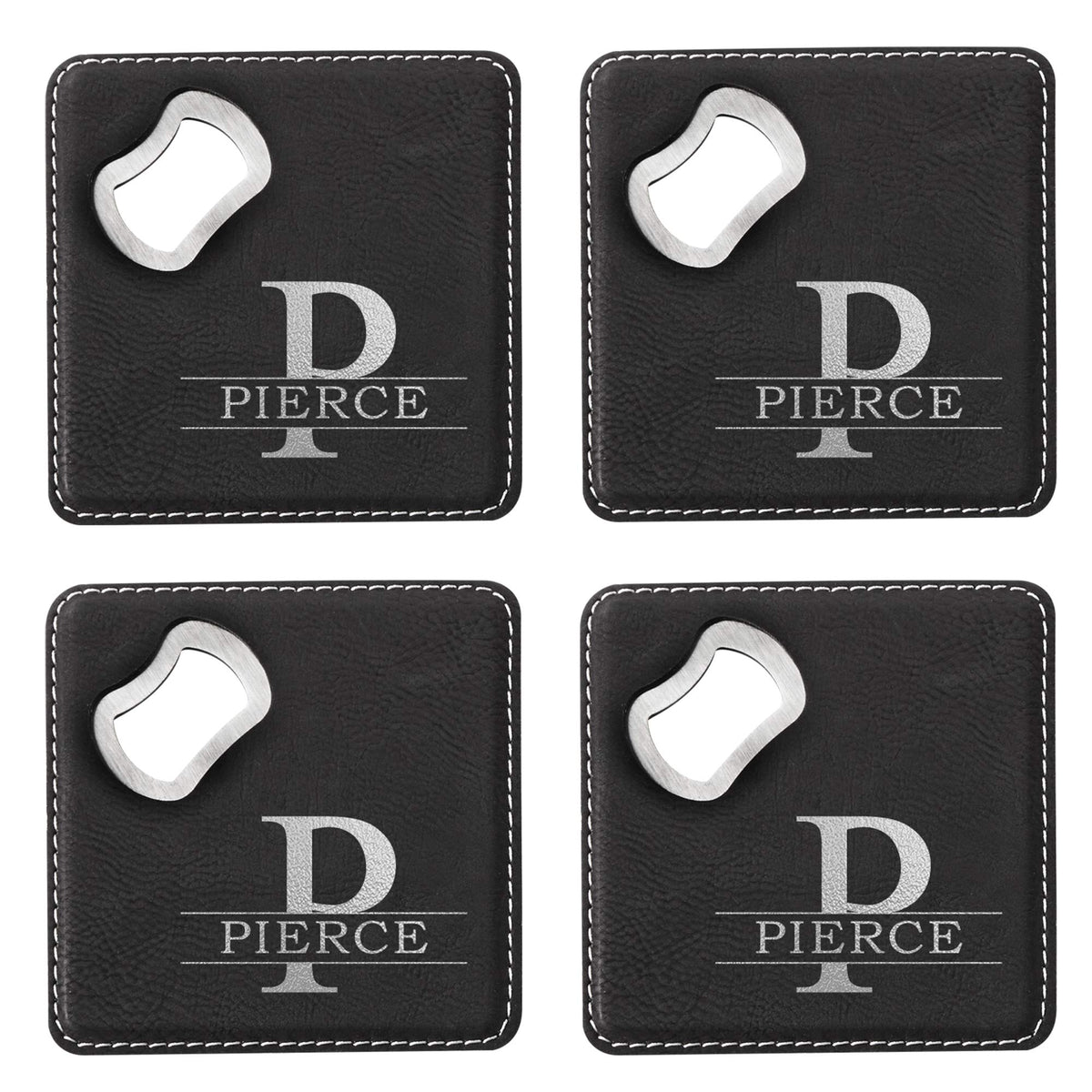 Black Set of 4 Bottle Opener Coaster Z31522
