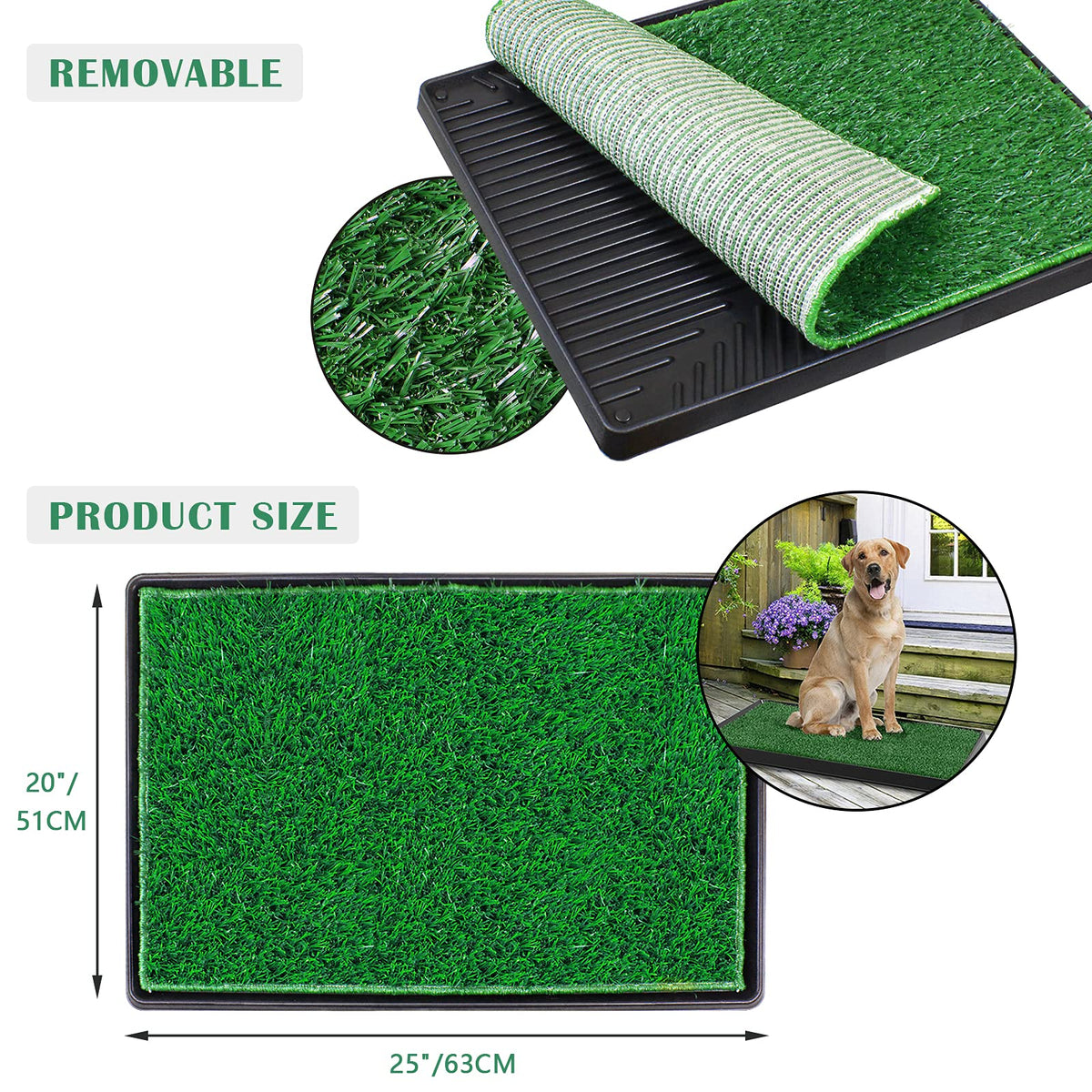 Large Dog Grass Pad with Tray and 2 Artificial Pee Grasses G2143