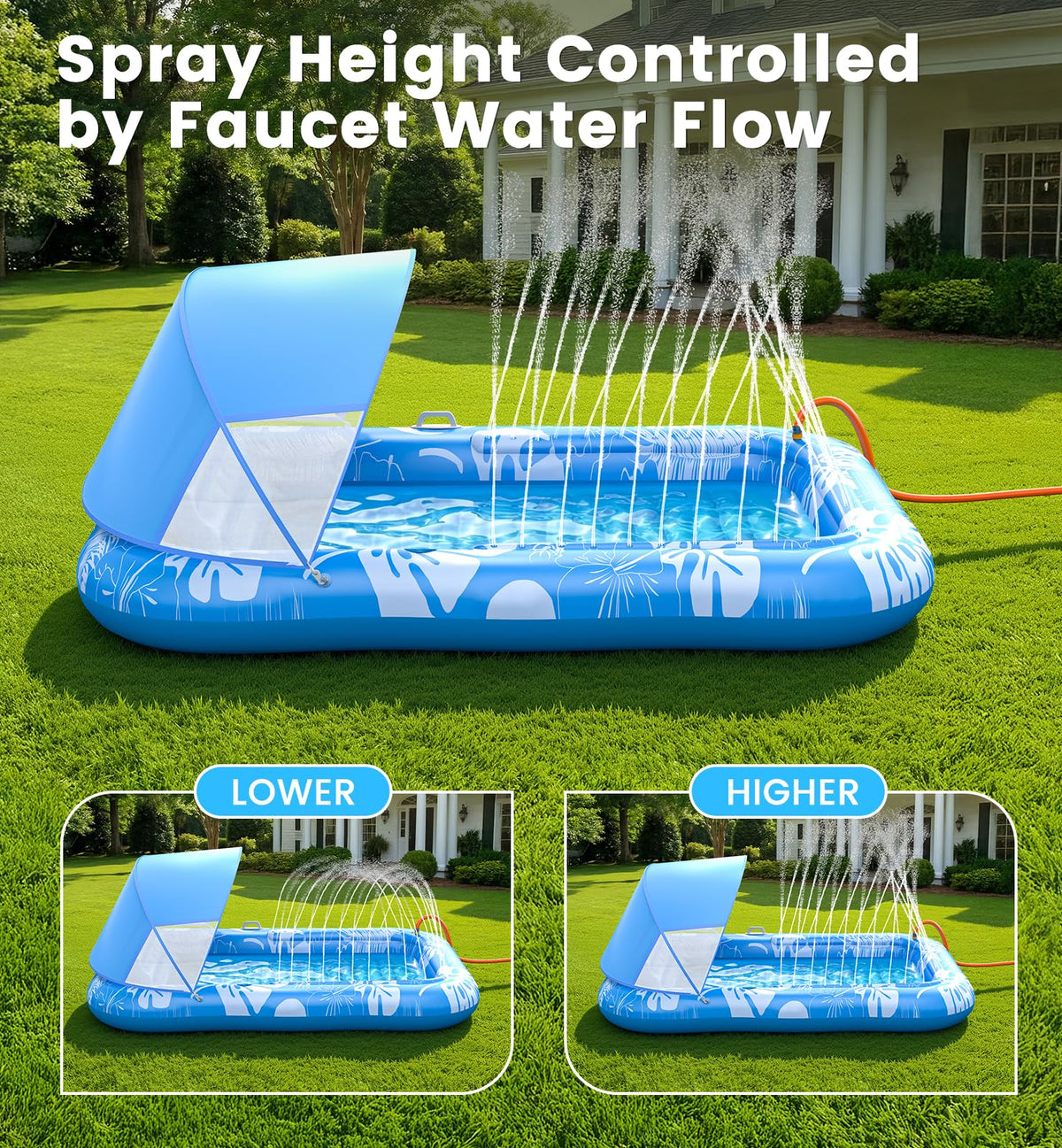 Inflatable Tanning Pool Lounger Float with Sprinkler, Pillow & Cup Holder J51529